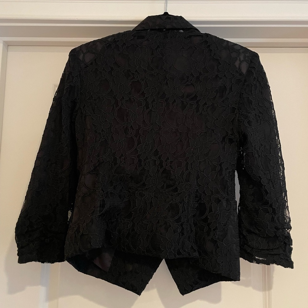 Express Vintage Cropped 2 Button Lace Blazer - Picture 2 of 5